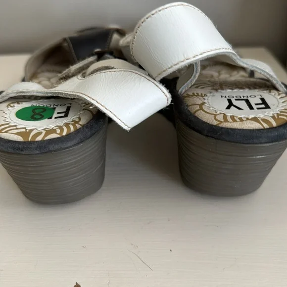 Fly London 40 "Yila" Brown Black White Sandals Size 38 us size 8 - Picture 6 of 6